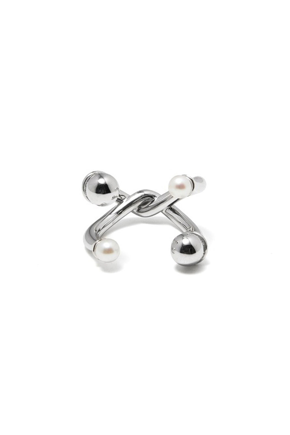 COLD WHITE AND SILVER QUADRUPLE OPEN RING
