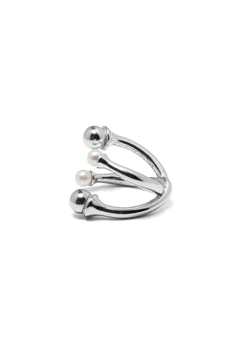 COLD WHITE AND SILVER QUADRUPLE OPEN RING