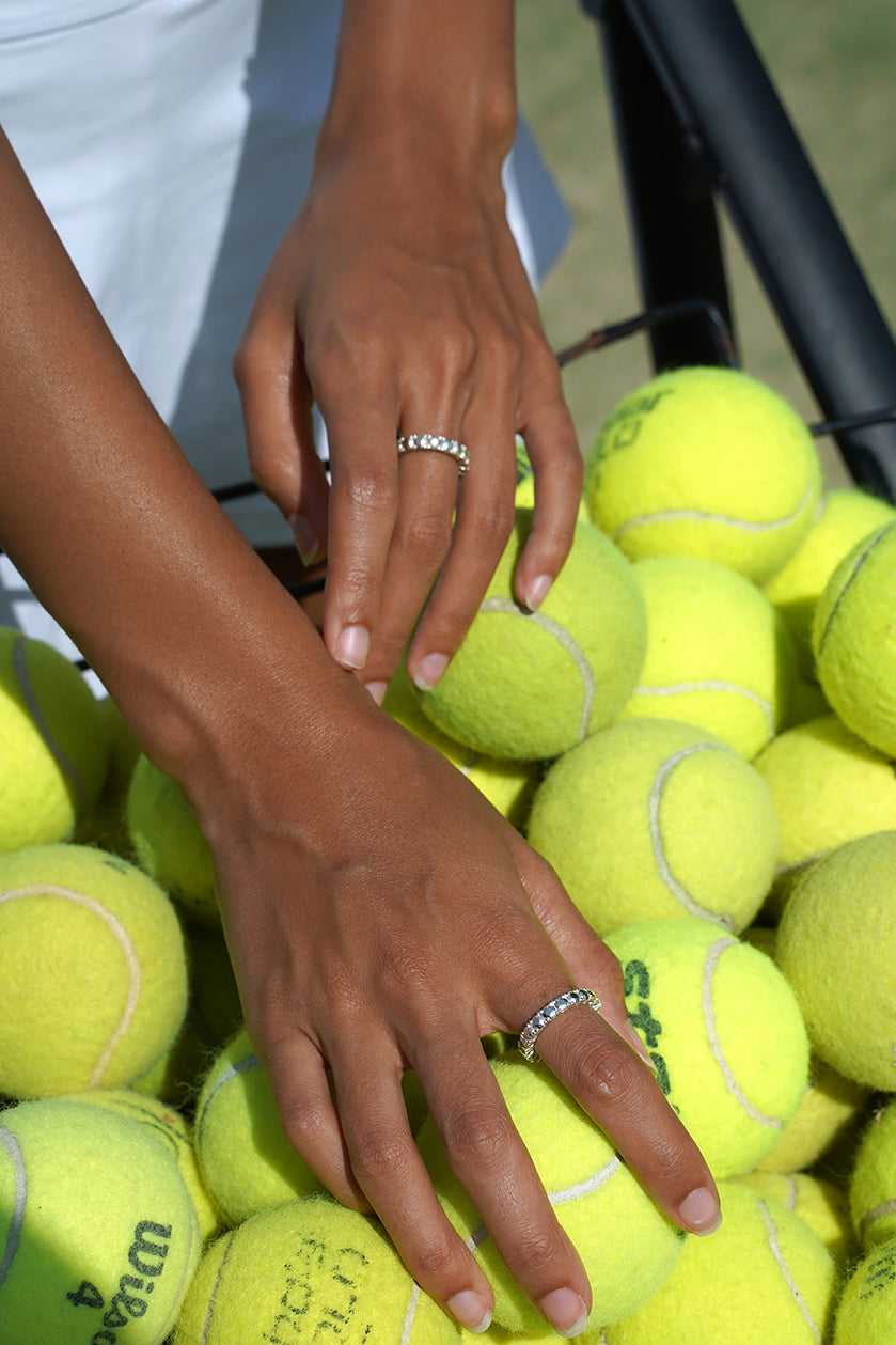 SILVER DIAMOND TENNIS RING