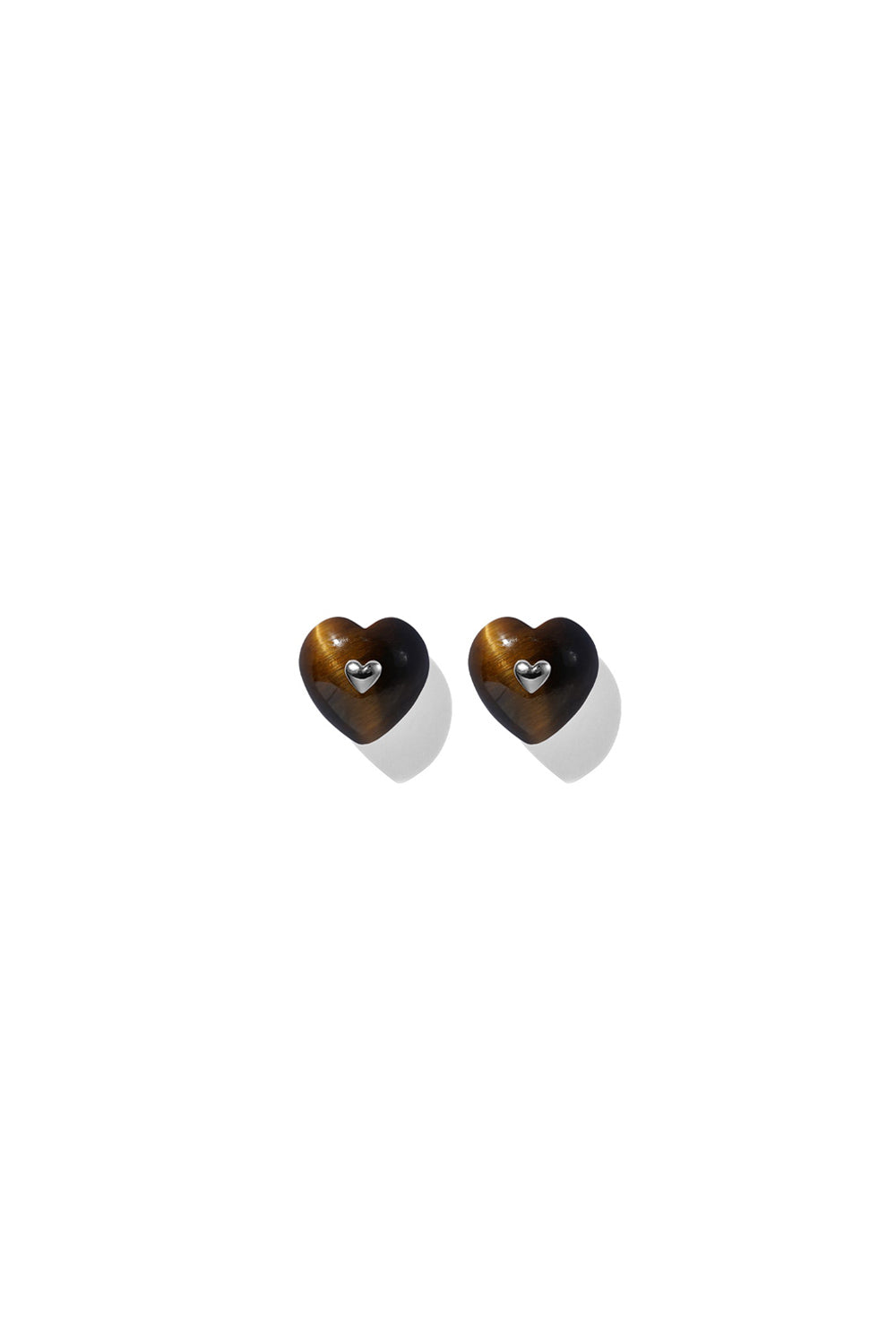 VERY VINTAGE TIGER'S-EYE HEART EARRINGS