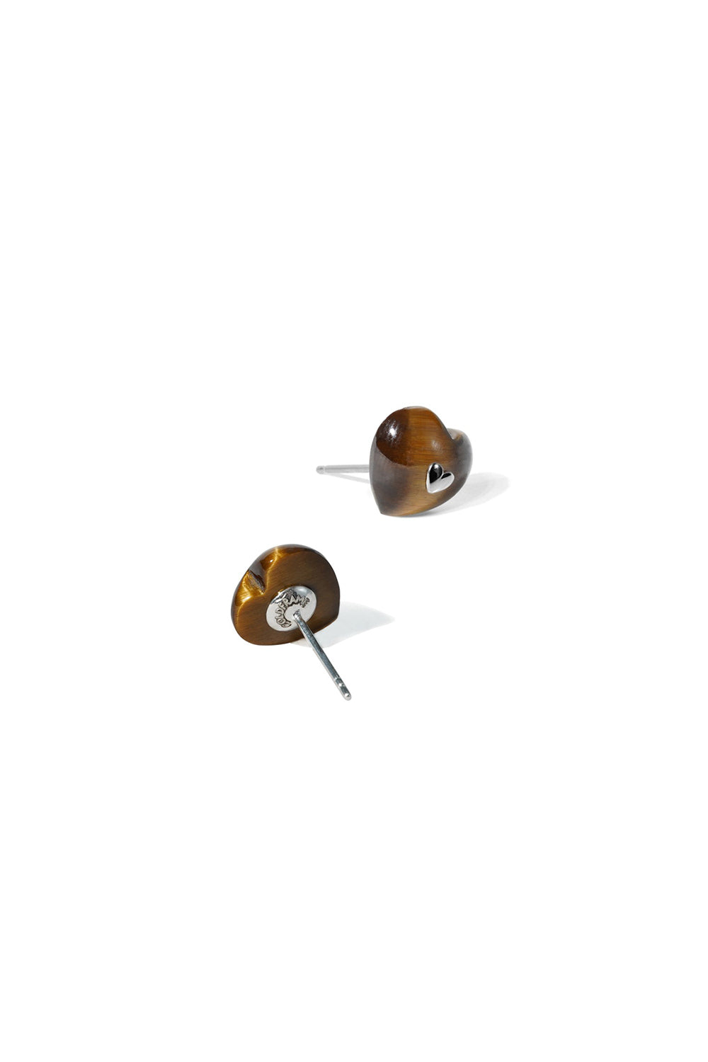 VERY VINTAGE TIGER'S-EYE HEART EARRINGS