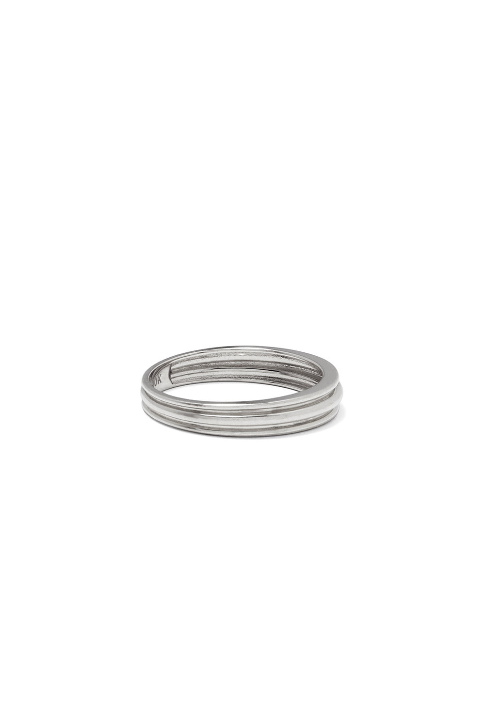 10K WHITE GOLD FLAT POTTERY VESSEL RING