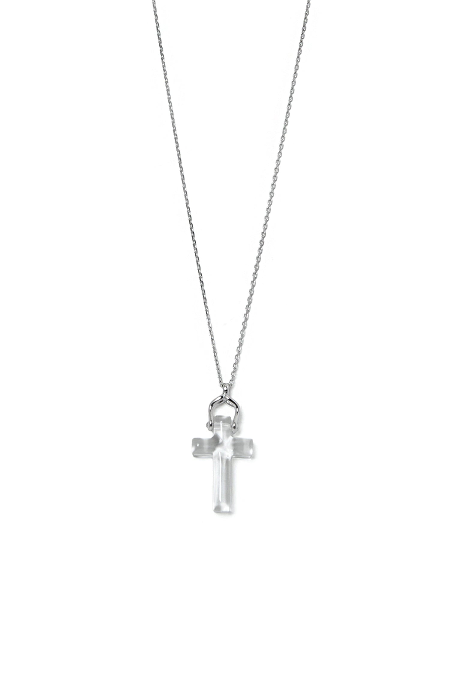 10K WHITE GOLD BLESSED CLEAR QUARTZ PENDANT