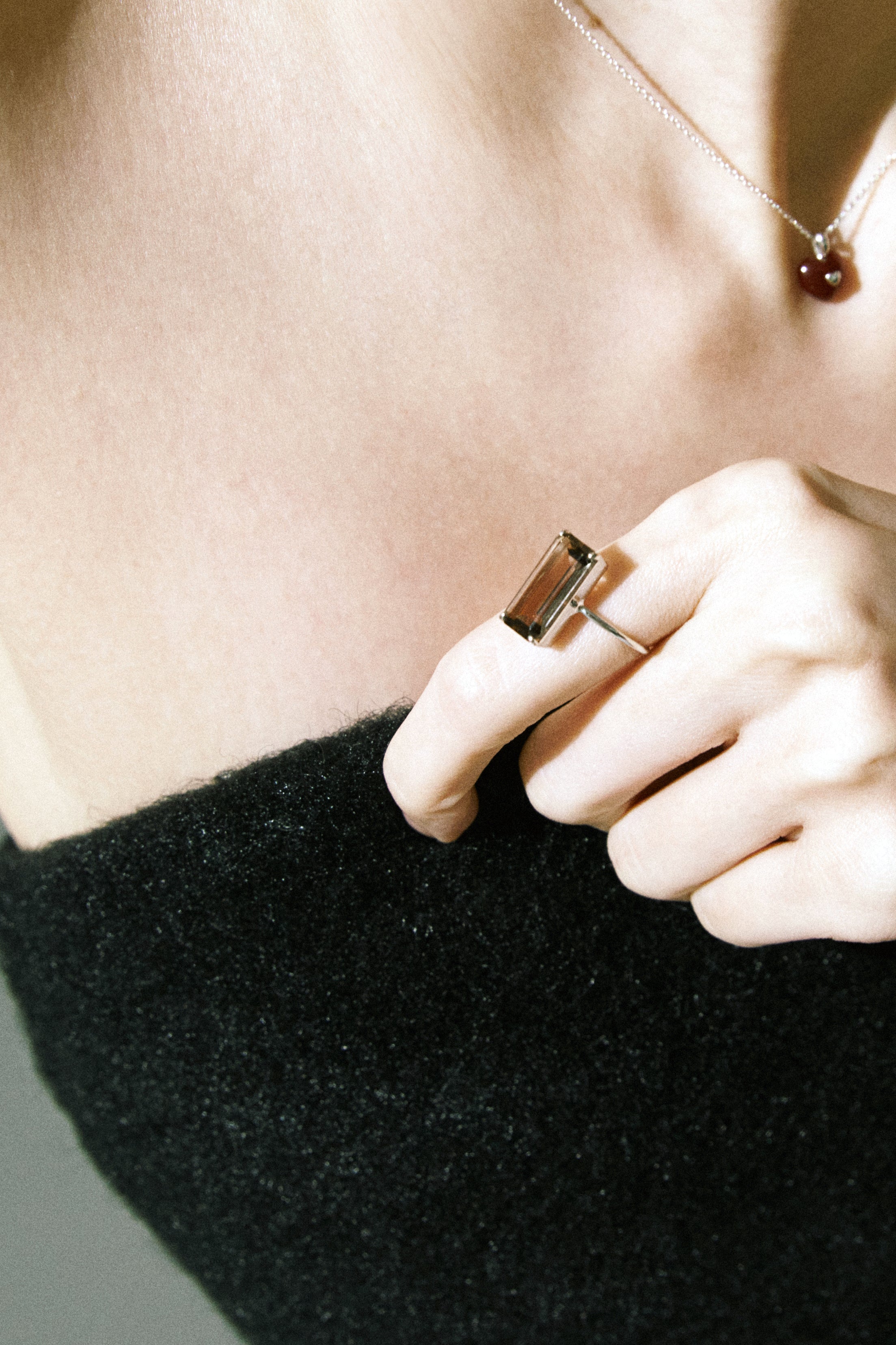 SMOKY QUARTZ CHUNKY SQUARE RING