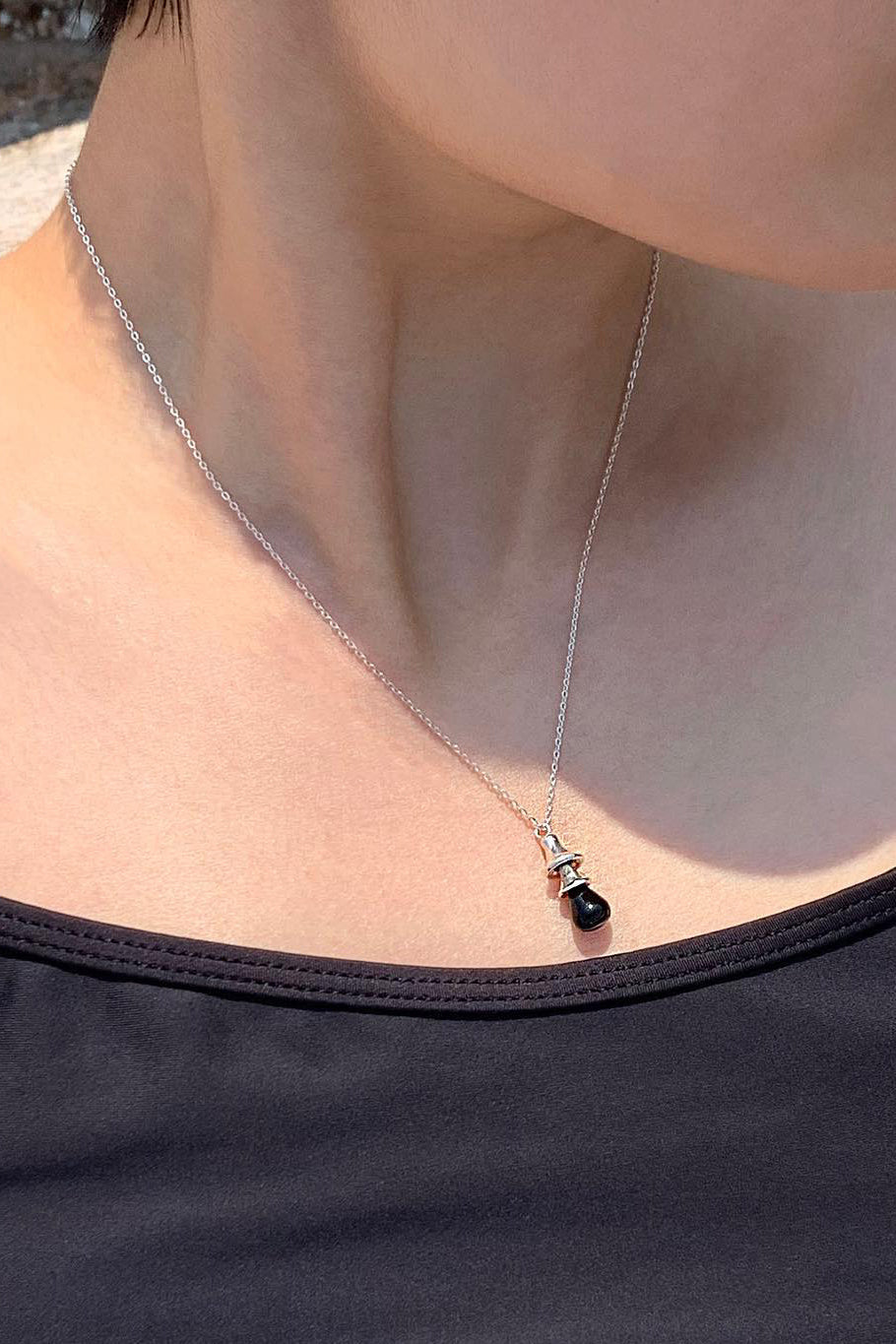 BLACK BELL SILVER NECKLACE