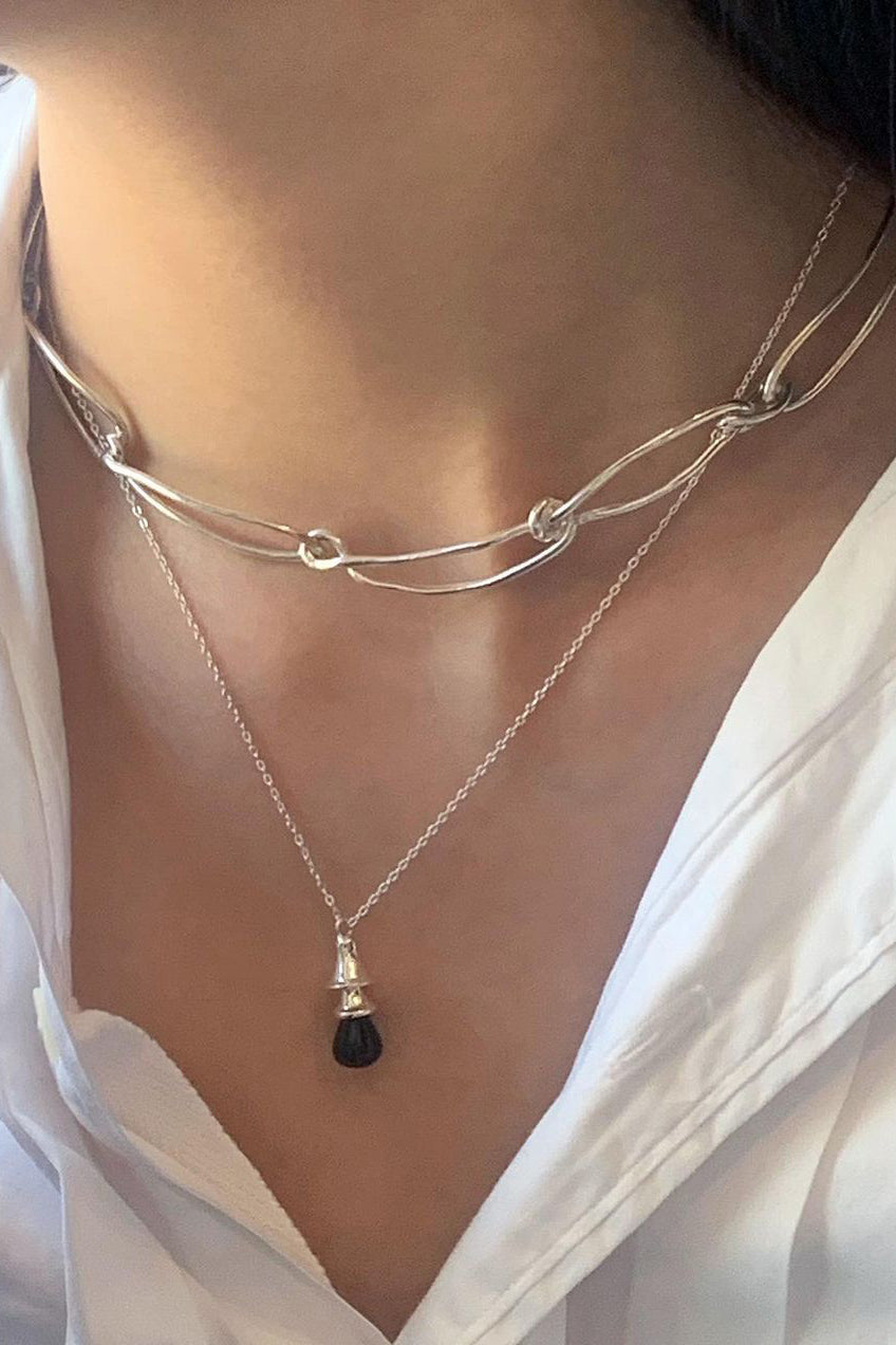 BLACK BELL SILVER NECKLACE