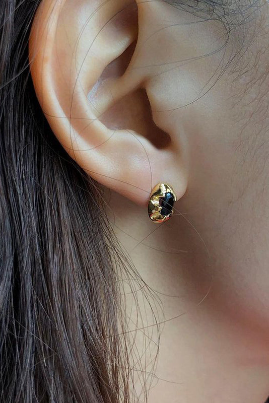 CLAW ONYX GOLD EARRINGS