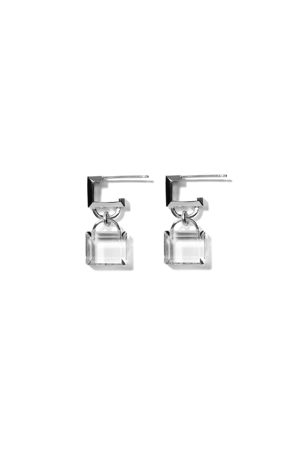 COLORLESS PADLOCK DOUBLE EARRINGS