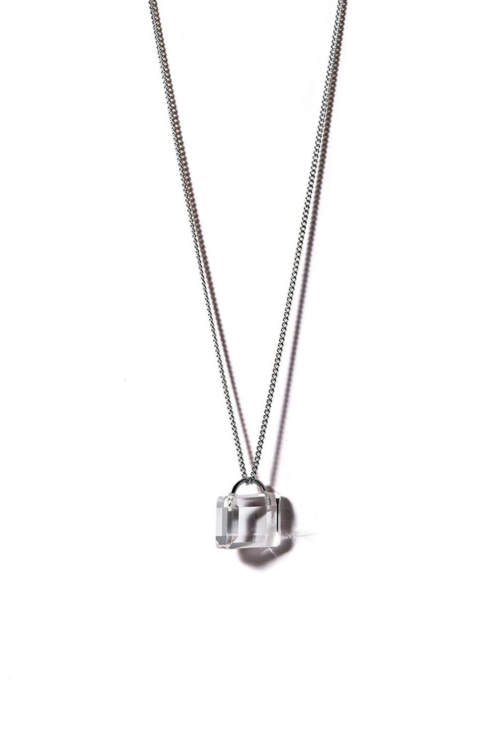 COLORLESS PADLOCK SILVER NECKLACE