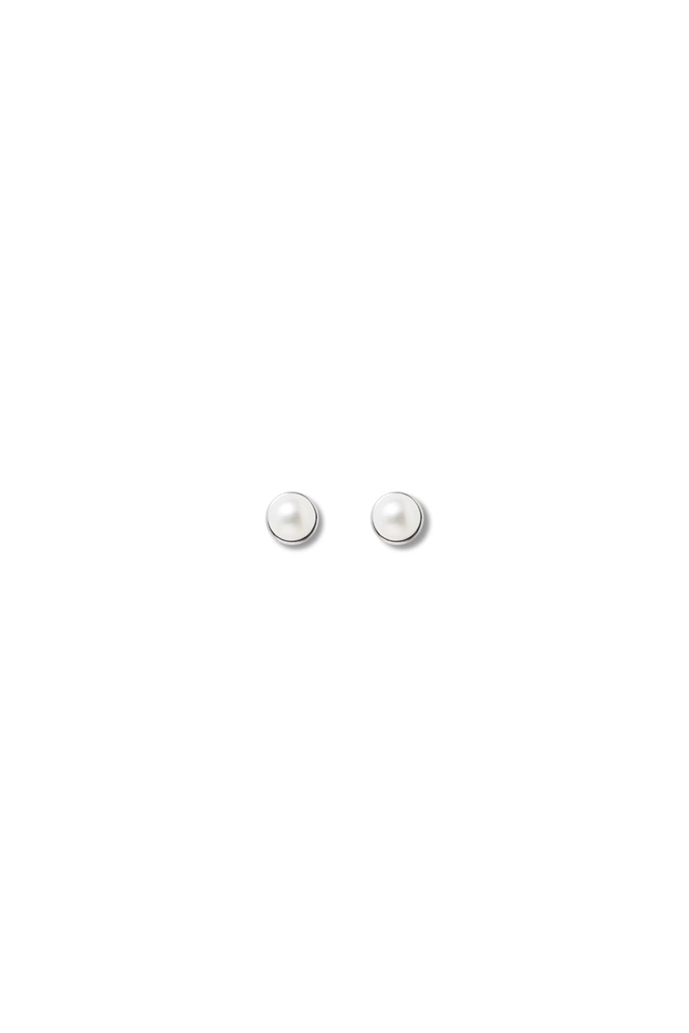 COLD WHITE 4mm PEARL EARRINGS