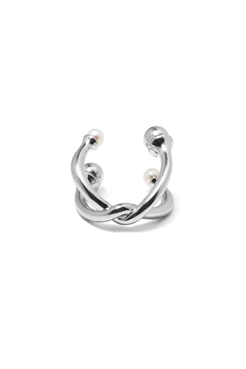 COLD WHITE AND SILVER QUADRUPLE OPEN RING