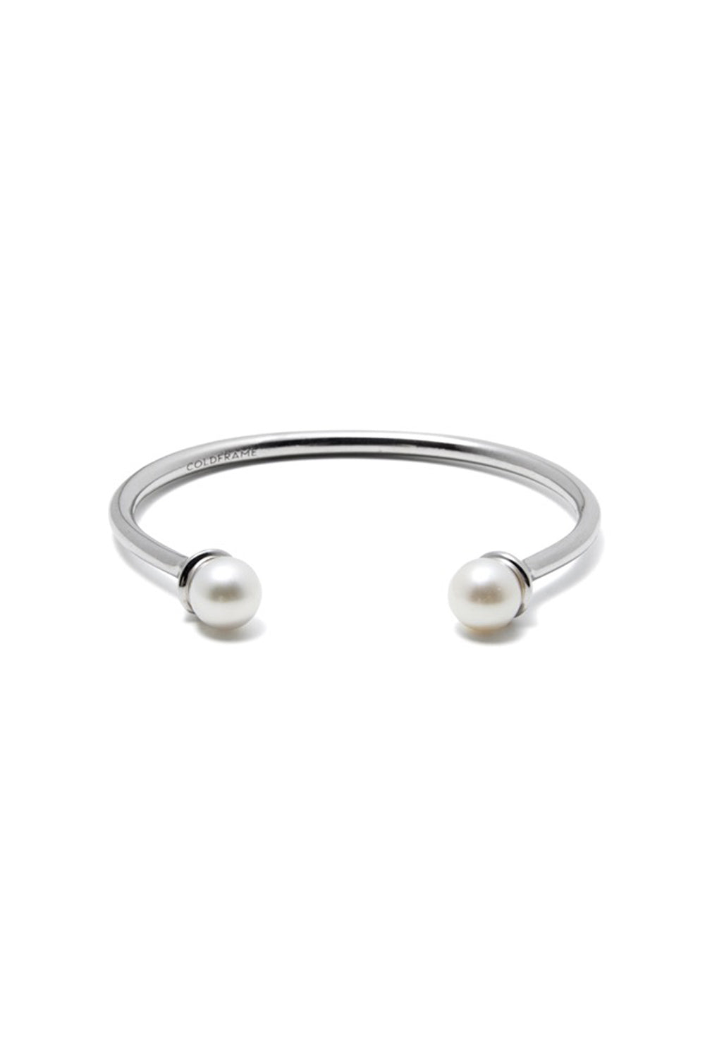 COLD WHITE DOUBLE PEARL OPEN BRACELET