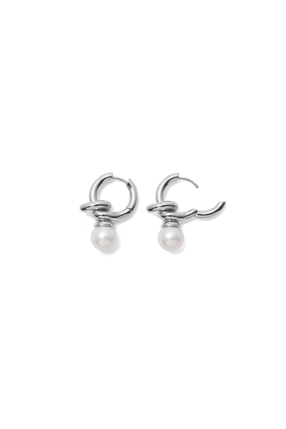 COLD WHITE PEARL SWIRL DROP EARRINGS