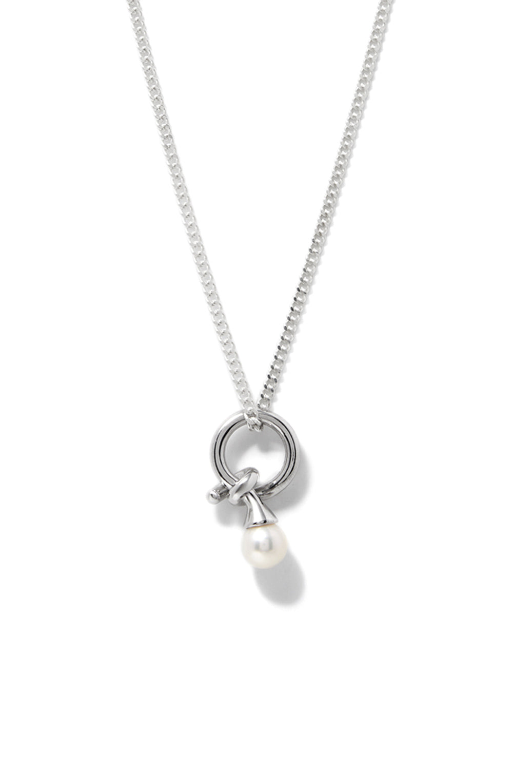 COLD WHITE PEARL SWIRL DROP NECKLACE