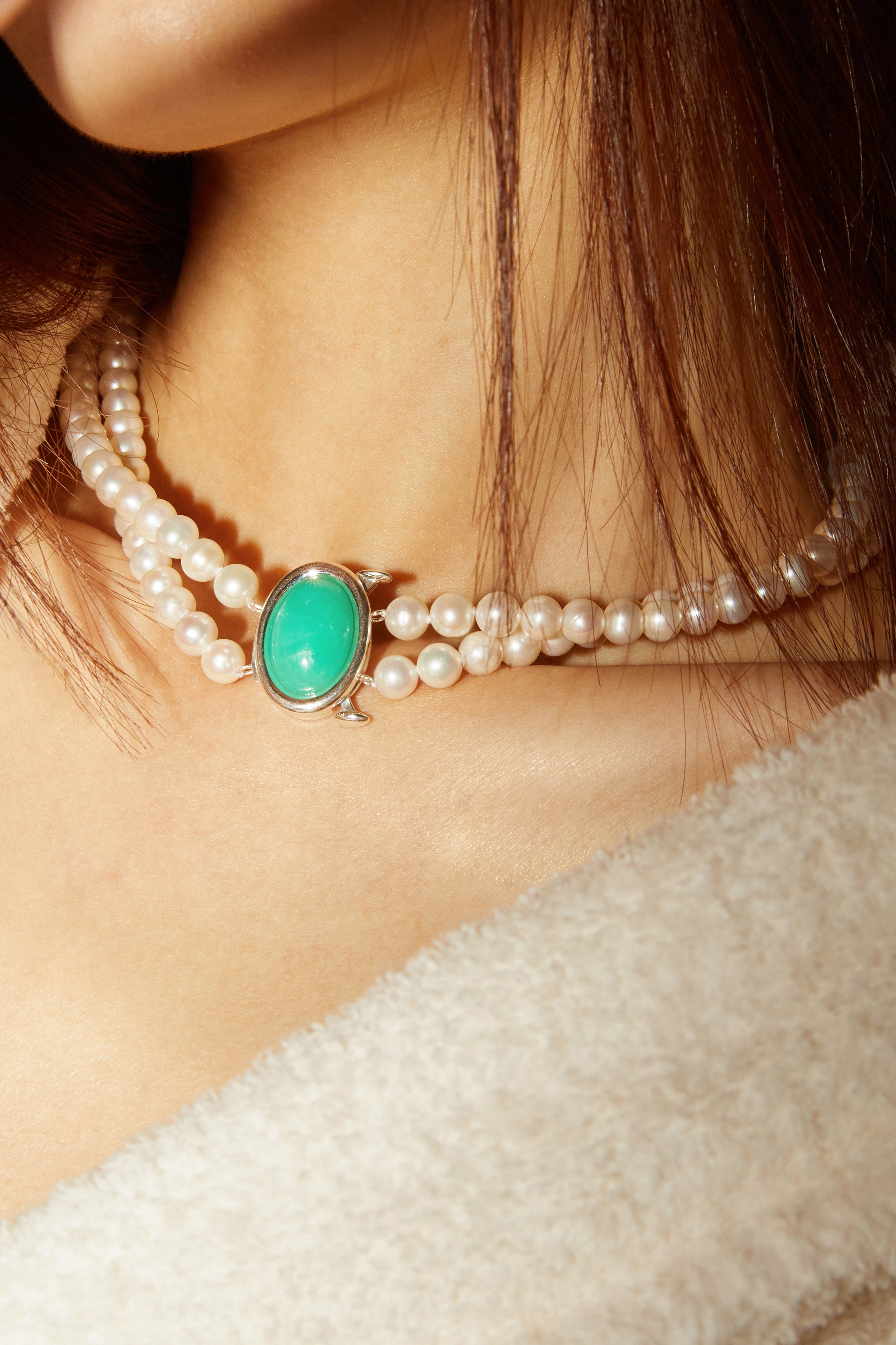 ETERNAL GREEN CALCEDONY PEARL NECKLACE