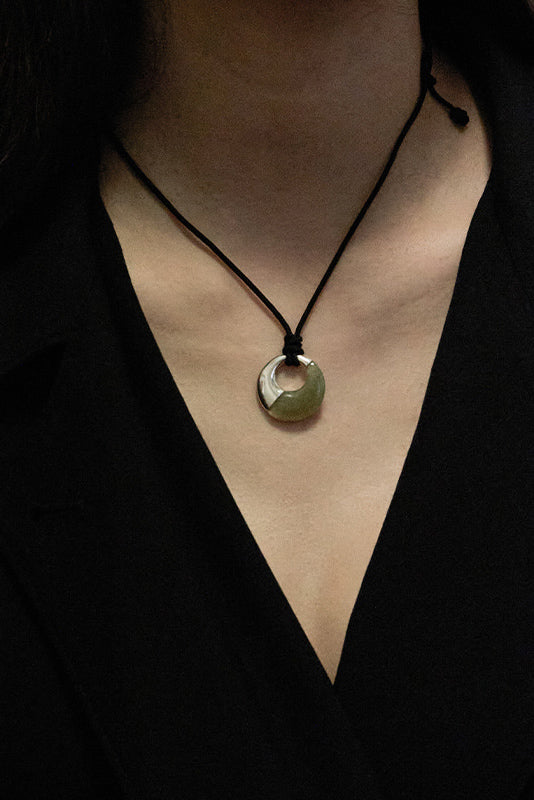 ETERNAL NEPHRITE JADE BLACK THREAD NECKLACE