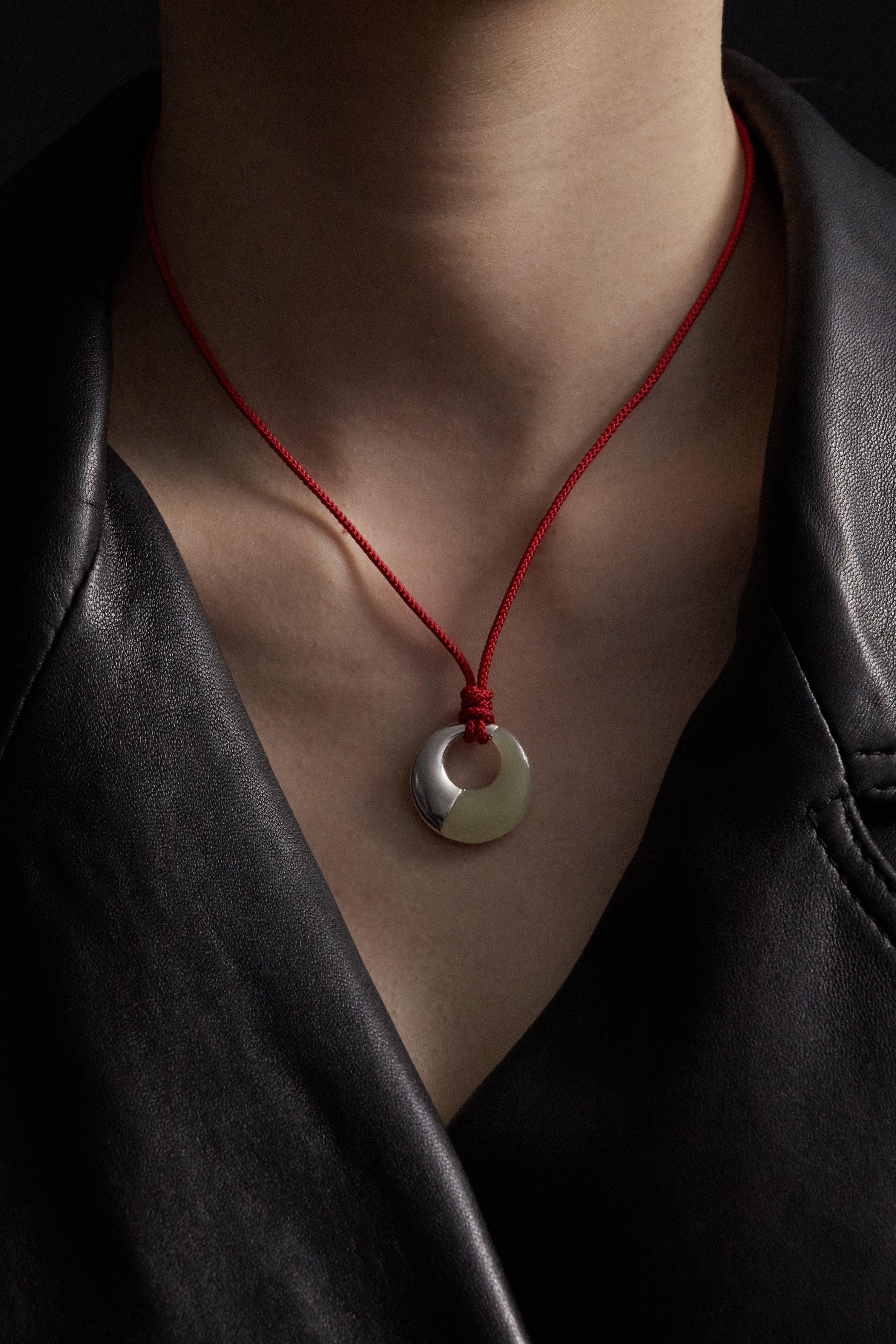 ETERNAL NEPHRITE JADE RED THREAD NECKLACE