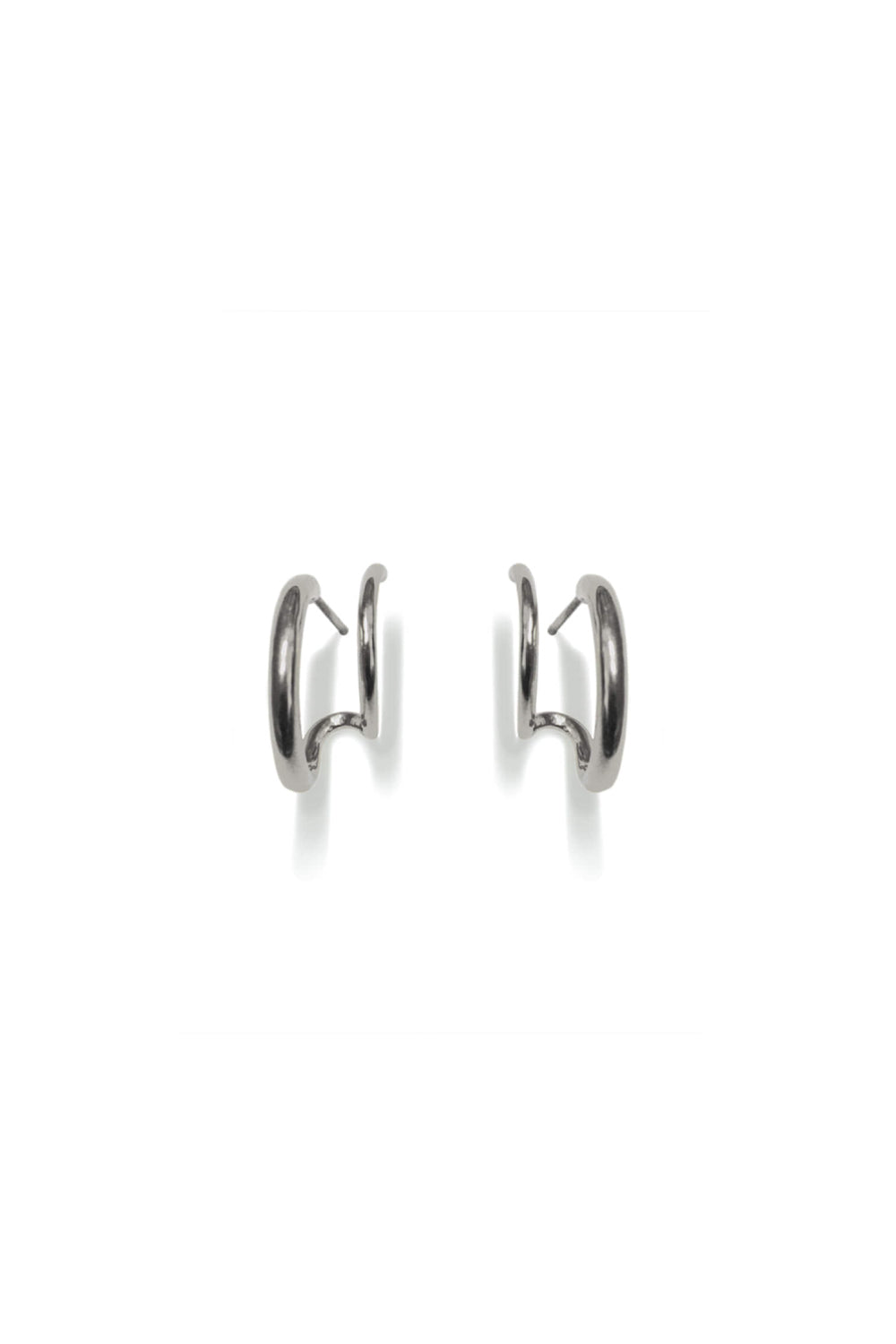 FAUX DOUBLE SILVER HOOPS