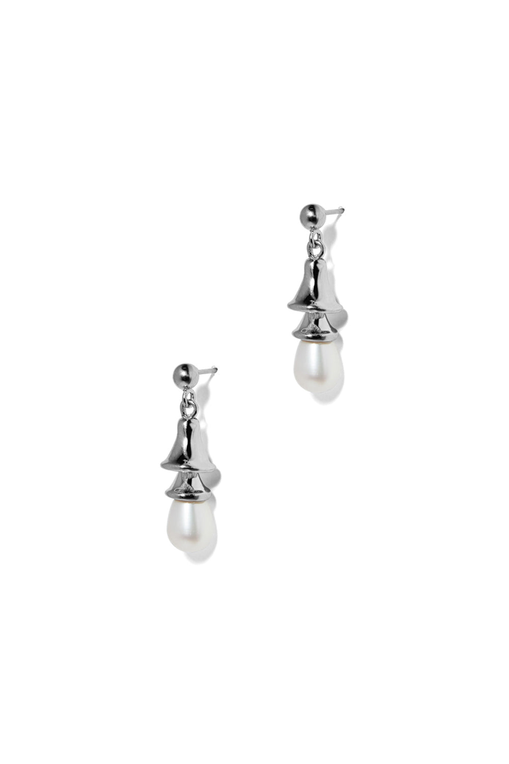 PEARL BELL SILVER EARRINGS