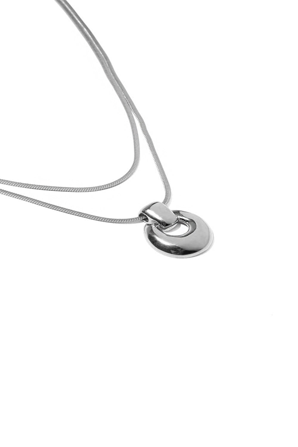 RETRO CRESCENT MOON SILVER NECKLACE