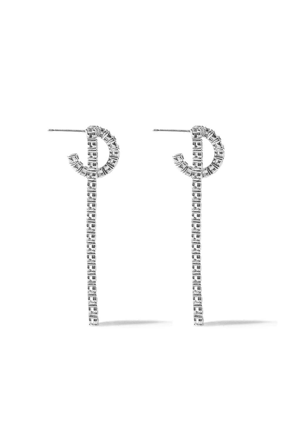 SILVER DIAMOND TENNIS DROP EARRINGS