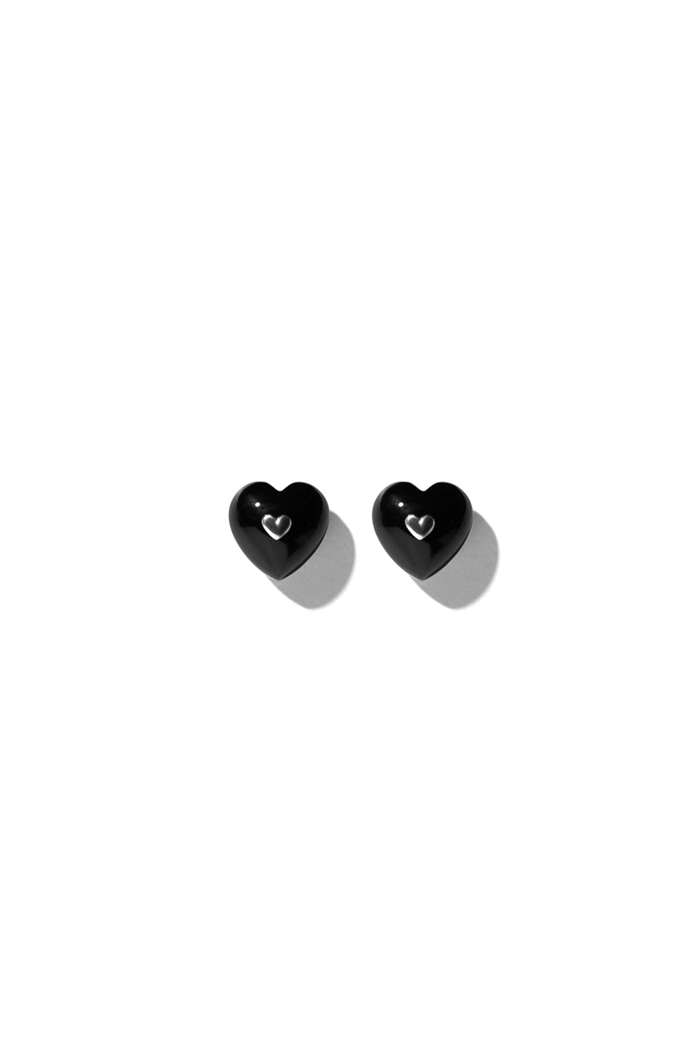 VERY VINTAGE BLACK ONYX HEART EARRINGS