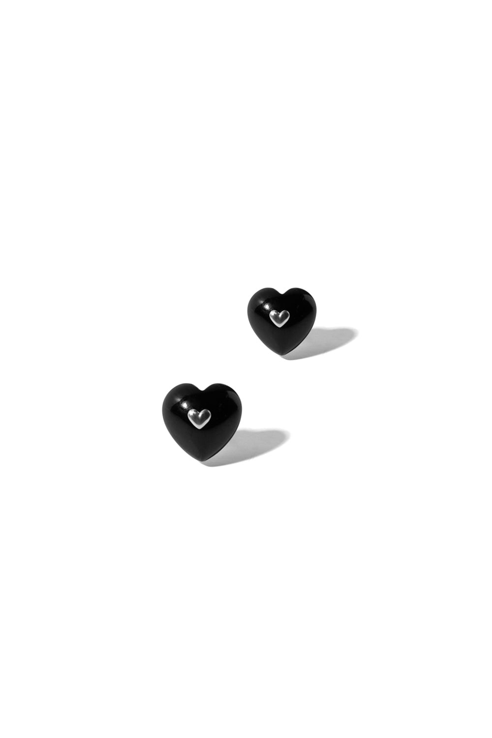 VERY VINTAGE BLACK ONYX HEART EARRINGS