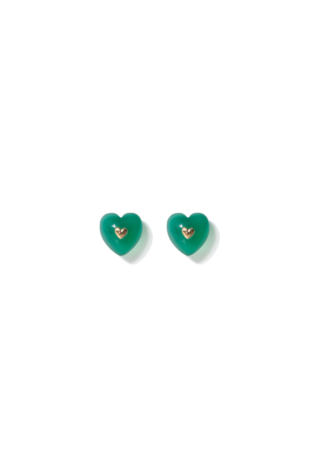 VERY VINTAGE GREEN CHALCEDONY HEART EARRINGS