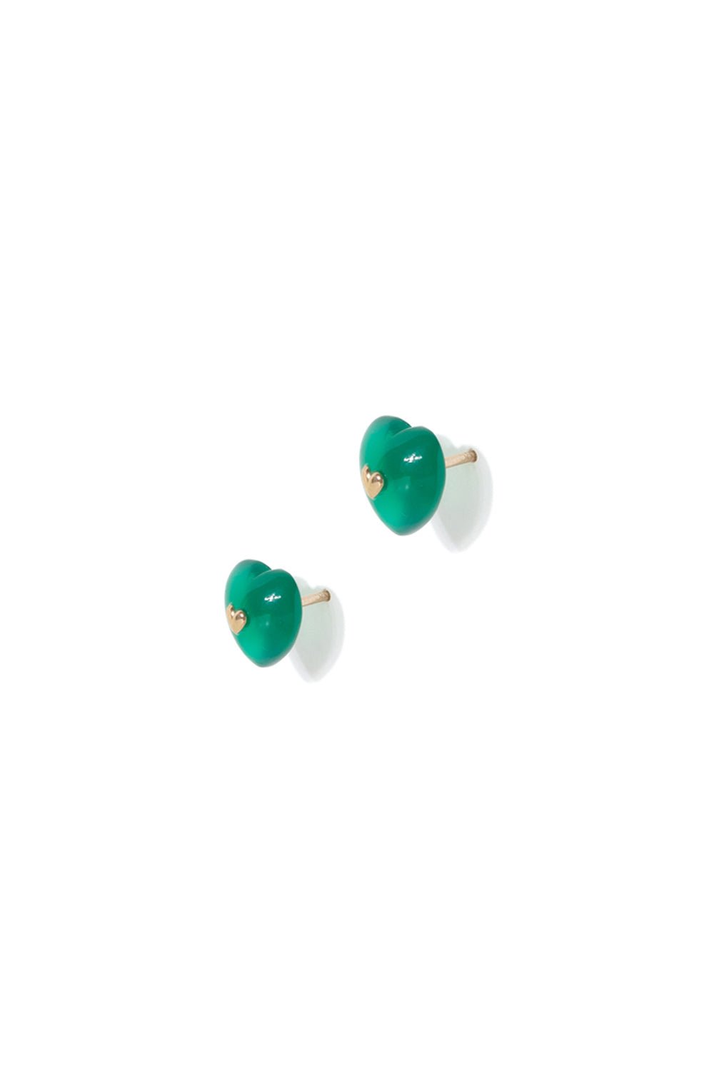 VERY VINTAGE GREEN CHALCEDONY HEART EARRINGS