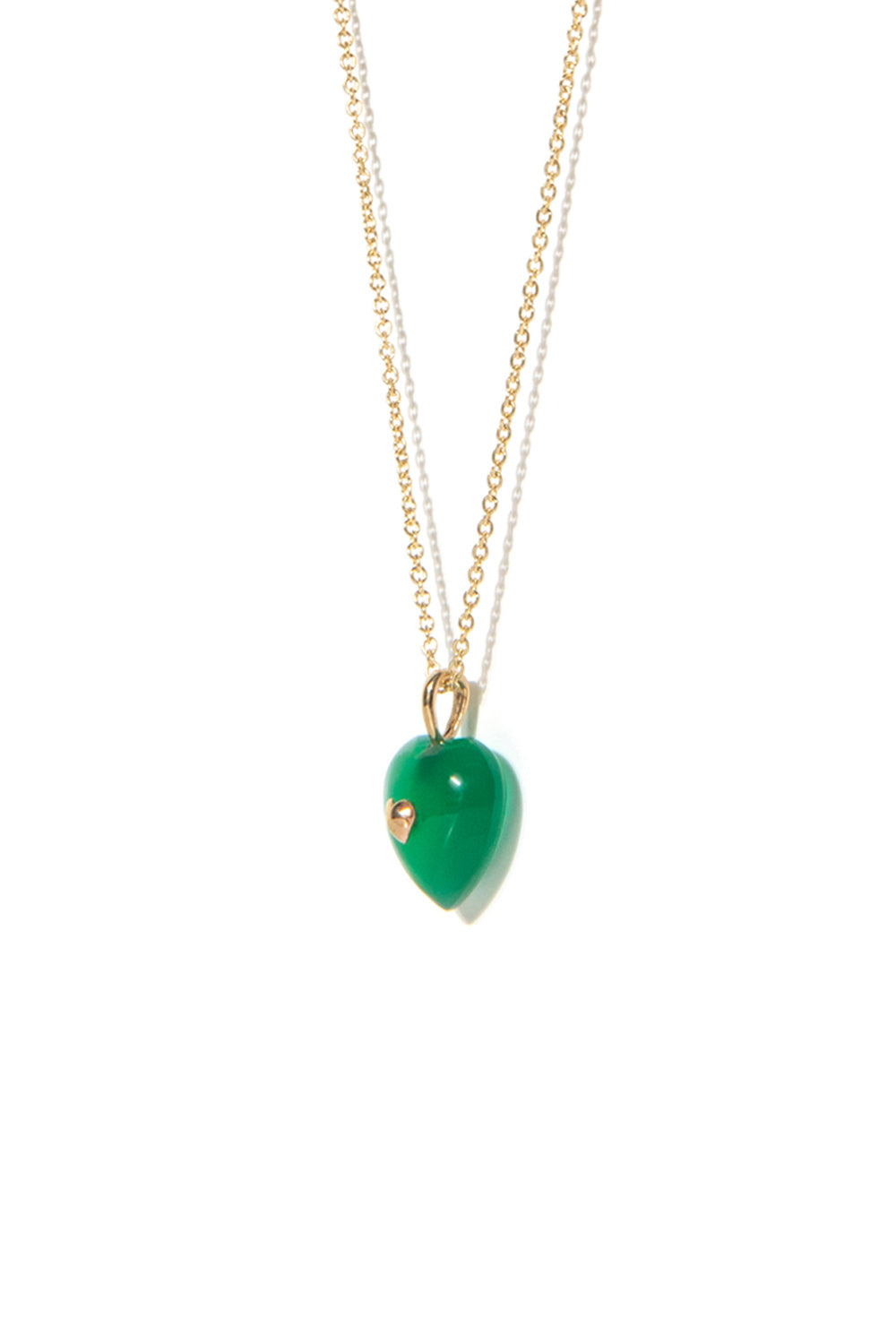 VERY VINTAGE GREEN CHALCEDONY HEART PENDANT NECKLACE