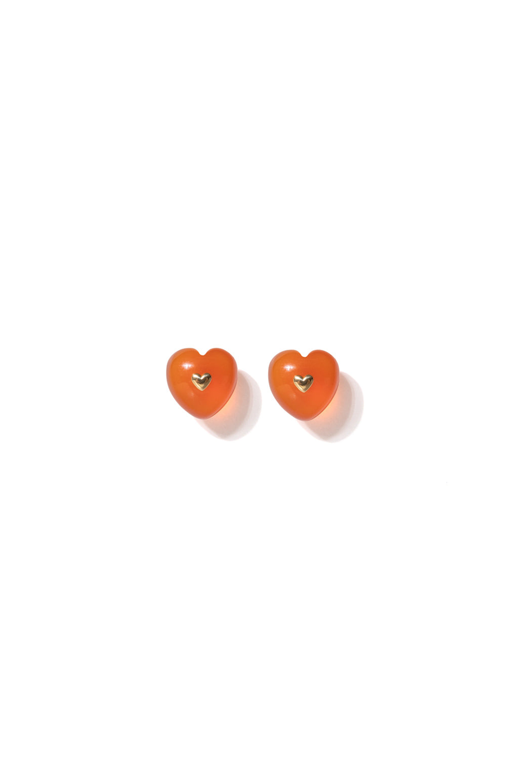 VERY VINTAGE ORANGE CHALCEDONY HEART EARRINGS