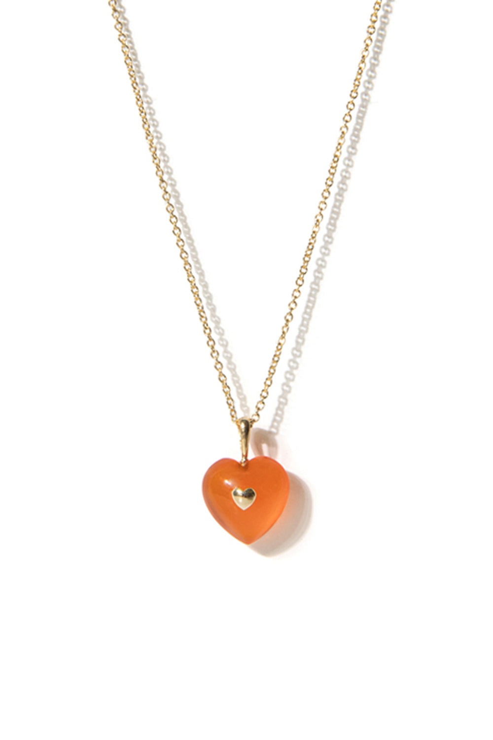 VERY VINTAGE ORANGE CHALCEDONY HEART PENDANT NECKLACE