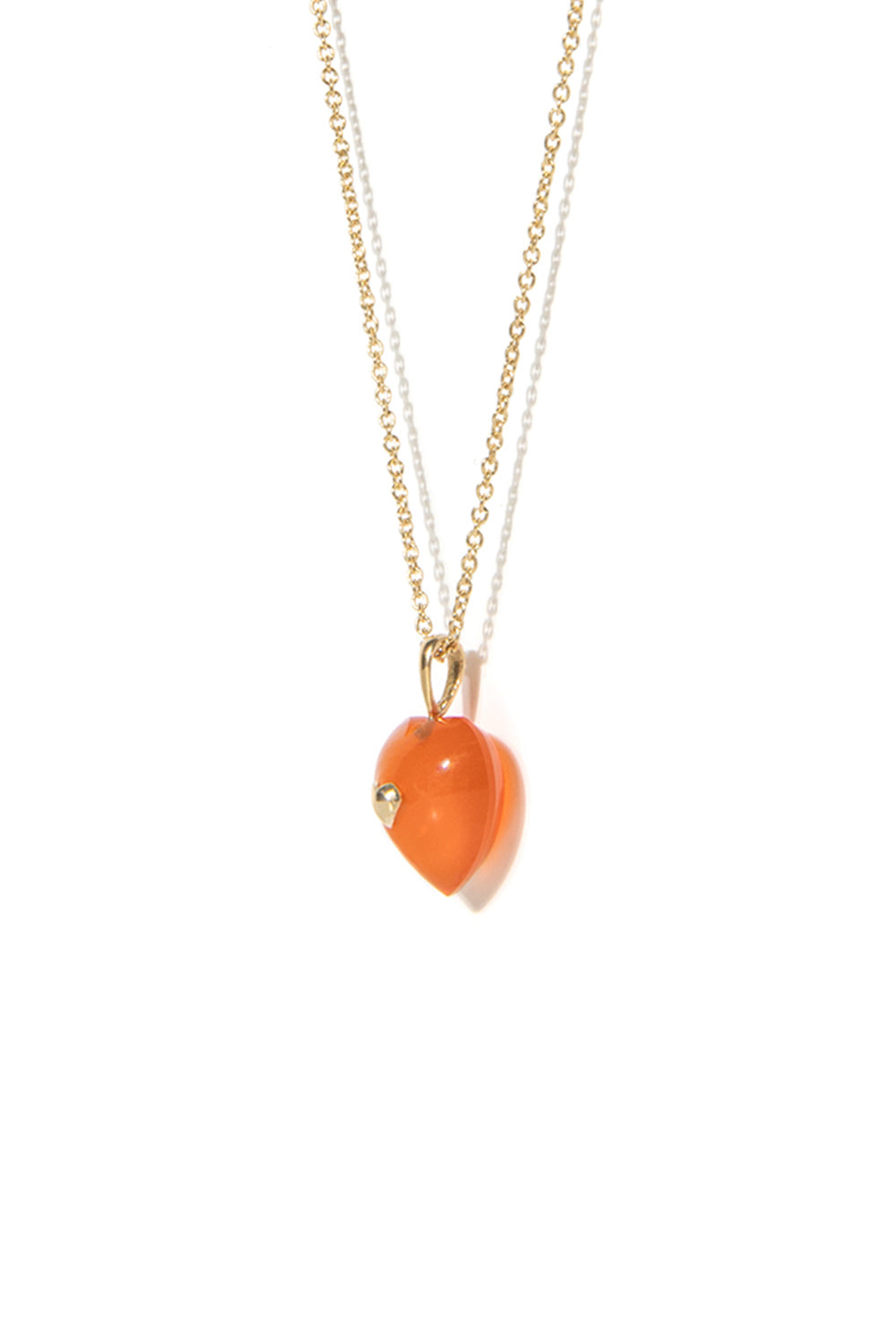 VERY VINTAGE ORANGE CHALCEDONY HEART PENDANT NECKLACE