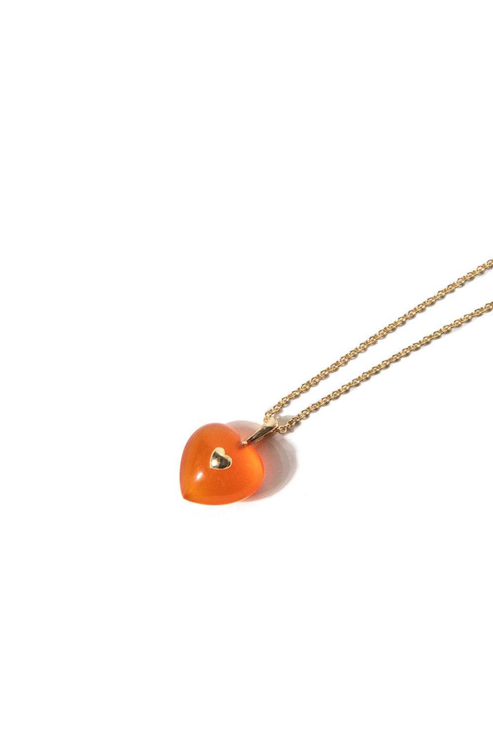 VERY VINTAGE ORANGE CHALCEDONY HEART PENDANT NECKLACE