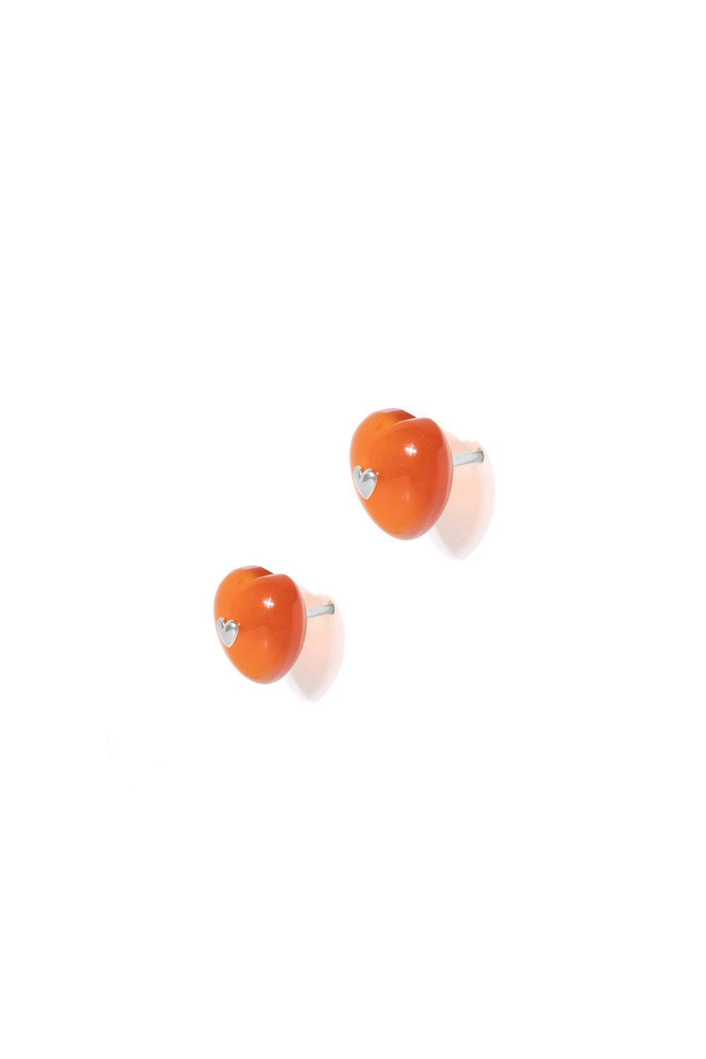 VERY VINTAGE ORANGE CHALCEDONY SILVER HEART EARRINGS