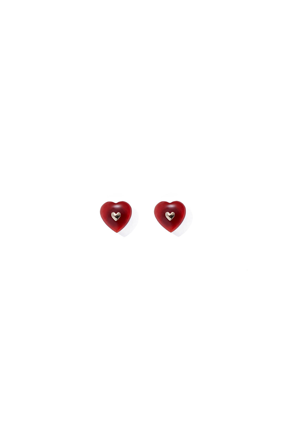 VERY VINTAGE TINY RED HEART EARRINGS