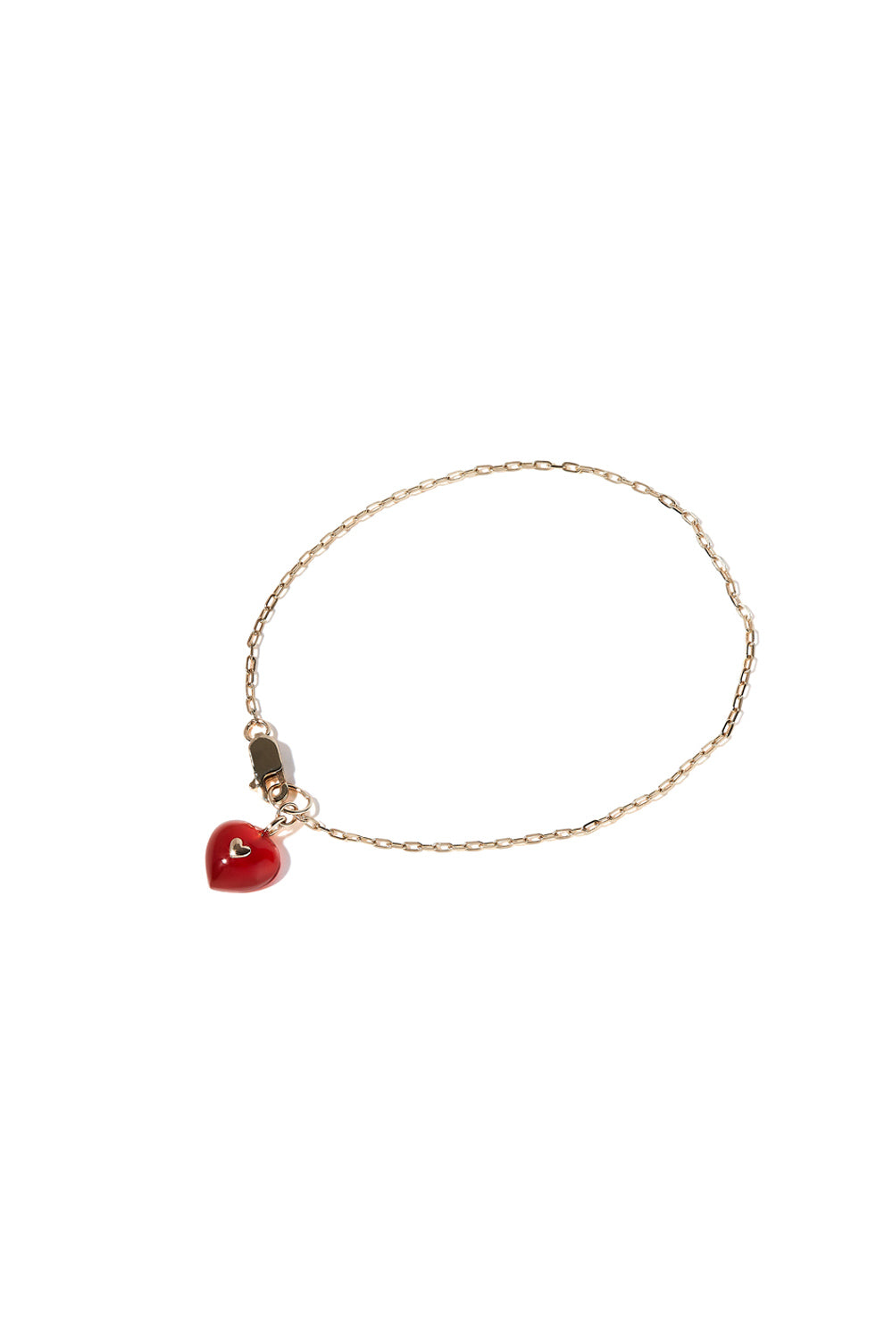 VERY VINTAGE TINY RED HEART PENDANT BRACELET