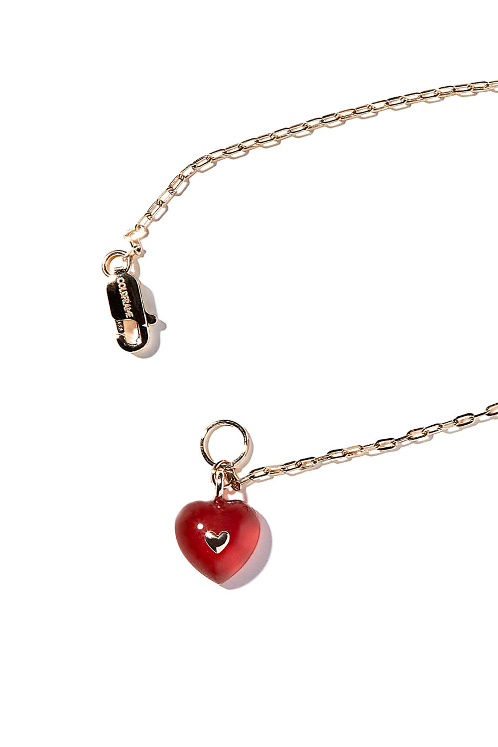 VERY VINTAGE TINY RED HEART PENDANT BRACELET