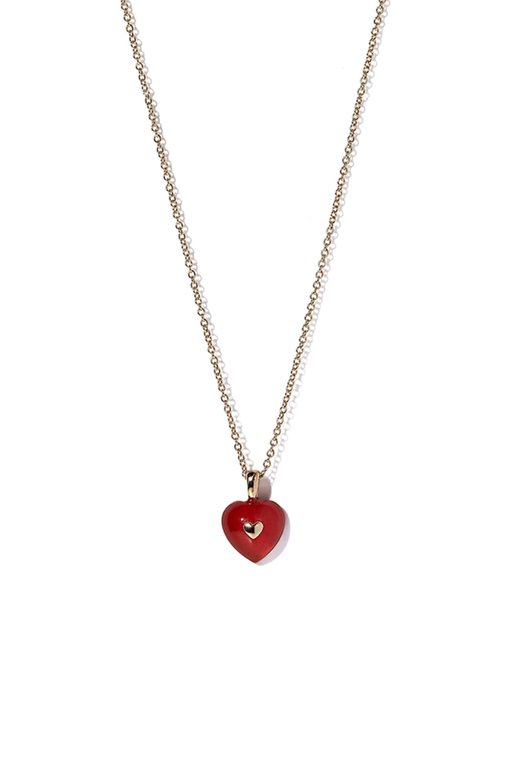 VERY VINTAGE TINY RED HEART PENDANT NECKLACE