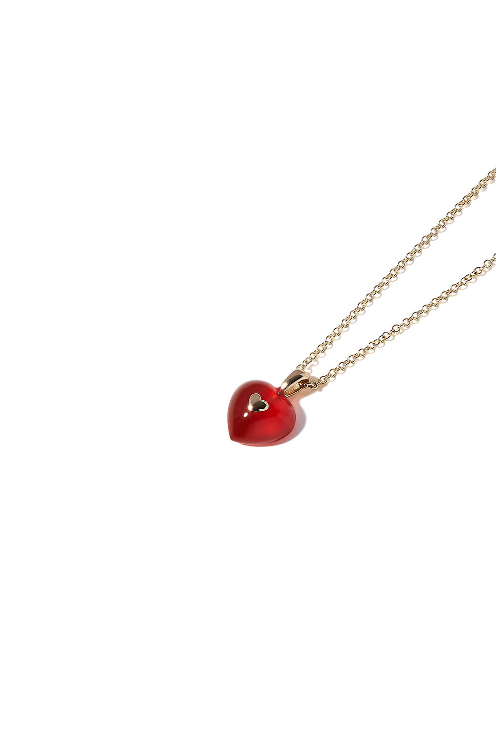 VERY VINTAGE TINY RED HEART PENDANT NECKLACE